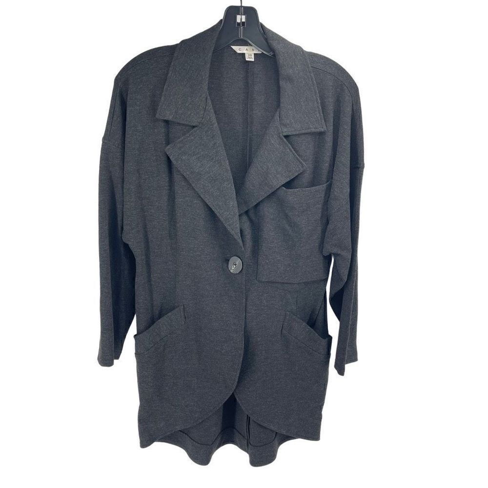 CAbi Womens Lisbon Topper Jacket Cardigan Ponte Coat Sweater Button Gray XS